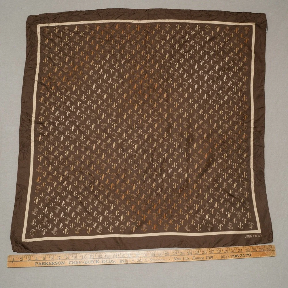 Jimmy Choo Silk Printed Monogram Scarf Made in Italy